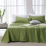 Jellymoni Lyocell Cotton Sheet Set King Size - 4 Pieces Cooling Avocado Green Bed Sheets for Summer, Silky Soft Eucalyptus Bedding Set with Deep Pocket