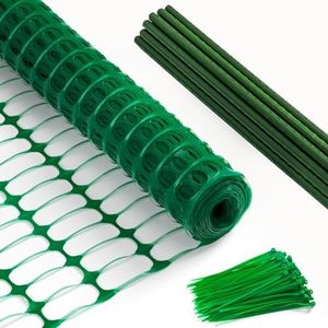 Temporary Fence Plastic Fence with Posts,40"x100' Safety Barrier for Dogs Snow Mesh Fencing with Steel Stake 4Ft Movable Portable fencingble Fence Roll 40In High for Garden Backyard Outdoor