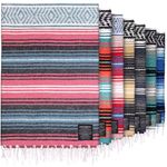 Authentic Large Handwoven Mexican Blanket - Soft Yoga Blanket - Durable Serape Blanket - Lightweight Falsa Blanket, Beach Blanket, Camping Blanket, Picnic Blanket, Outdoor Blanket 70"x50" - Azure