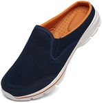 Unisex Slippers Casual Clog House Shoes Comfort Slip-On Walking Mules with Indoor Outdoor Anti-Skid Sole for Men and Women, Blue Orange, 7.5 UK