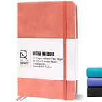 Root Arts Bullet Dotted Journal A5 Pink with Premium 120 GSM Paper (144 Pages) - Hard Cover Dotted Notebook with Elastic Band & Inner Pocket, Including One Stencil - Perfect for Writing and Sketching