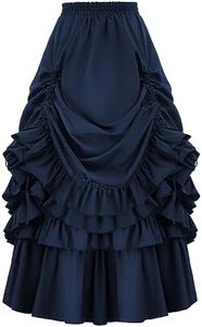 Belle Poque Women's Halloween Cosplay Skirts Gothic Flowy Swing Costume Skirt (Navy Blue,XL)