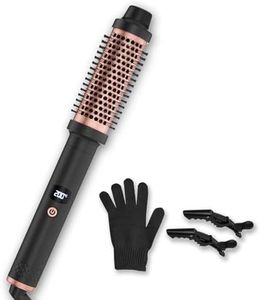 Qingning Thermal Brush 38mm, 3 en 1 Brosse Thermique avec LCD 120-200℃ Température Réglable, Brosse Ronde Chauffante, Brosse Électrique Cheveux Bouclés, Brosse Lissante pour Cheveux Peigne Chauffant