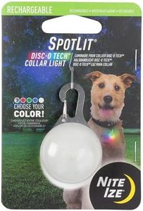 Nite Ize SpotLit Lampe de sécurité rechargeable pour animal domestique, à clipser, résistante aux intempéries, quatre couleurs, modes lumineux ou flash, acier inoxydable