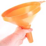 White Hinge Extra Large 200mm Orange Funnel - For Oil/Fuel/Petrol/Diesel To Fill Cars, Vans & Tractors