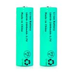 2 Packs 3.7V 2000mAh Button Top Rechargeable Batteries for Headlamp, LED Flashlight, Electronic Devices etc (Green)