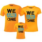 Hangout Hub Men's Women's & Boy's Round Neck T-Shirt We are One (Yellow;Men XL(42);Women L(38) ;Boys 2-4 Yrs) Pack of 3 Family T-Shirts