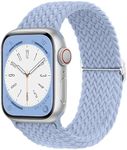 Compatible with Apple Watch Strap Band 49mm 45mm 44mm 42mm Braided Solo Loop Band Replacement Bands Adjustable Stretchable Elastics Sport Wristband for iWatch ultra2 ultra Series9/8/7/6/SE/5/4/3/2/1 (38mm 40mm 41mm, Light Blue)