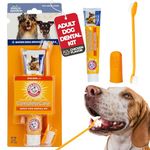 Arm & Hammer Dog Dental Kit - Enzymatic Dog Toothpaste 2.5 oz Chicken Flavor - Dog Toothbrush & Finger Brush - Tartar & Gum Cleaning with Baking Soda Enhanced Formula - Complete Dental Care for Dogs