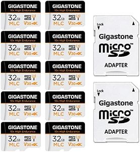 [10x High Endurance] Gigastone Industrial 32GB 10-Pack MLC Micro SD Card, 4K Video Recording, Security Cam, Dash Cam, Surveillance Compatible 95MB/s, U3 C10, with Adapter [5-Yrs Free Data Recovery]
