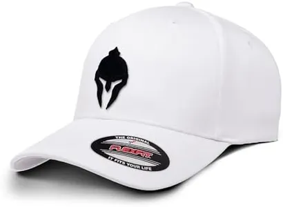 Dion Wear Men's Baseball Cap Spartan Warrior, Mid Profile, White Hat with Black, Small/Medium