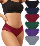 LEVAO Cotton Underwear for Women Lace Cheeky Stretch Bikini Womens Hipster Panties 6 Pack S-XXL