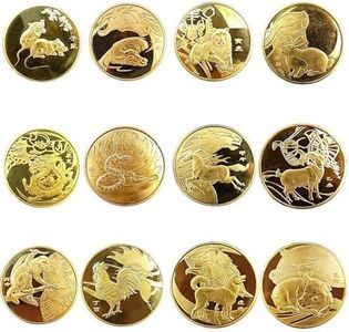 Chinese Zodiac Commemorative Coin Set – Alloy Animals Collectible Lucky Coins, Good Fortune & Wealth Symbol, Unique Cultural Gift