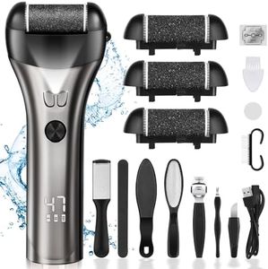 Lychico Electric Foot File Hard Skin Remover, Rechargeable Waterproof Callus Remover Foot Care Utensil, Professional Pedicure Tools for Hard Cracked Dry Dead Skin