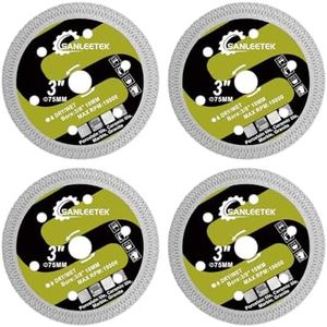 Diamond Tile Saw Blade 3"(75mm) - 4pcs X Mesh Disc Cutter for Ceramic Tile Porcelain Marble Artificial Stone for Arbor 3/8"(10mm) Angle Grinder SANLEETEK