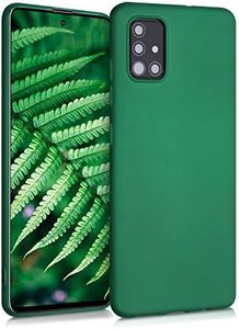 kwmobile Case Compatible with Samsung Galaxy A51 Case - Soft Slim Metallic TPU Silicone Cover - Dark Metallic Green