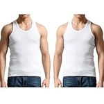 Sumery Su Tank Tops Men Cotton Youth Breathable Slim Fit Casual Vest Underwear Shirt (White-2 Pack)