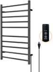 Aquatrend Heated Towel Rack, 10 Bar Electric Stainless Steel Heated Towel Racks for Bathroom, Towel Warmer Rack with Build-in Timer, Fast Heating, Plug-in (Black) (Black)