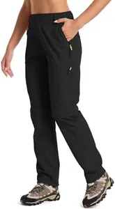 Women's Hiking Pants Quick Dry Convertible Stretch Lightweight Outdoor UPF 50 Fishing Safari Cargo Capri Pants,4409,Black, US 27