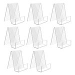 Worown 8 Pack (2.95 x 3.54 x 4.1 Inches) Acrylic Book Stands, Clear Book Holder, Small Acrylic Display Stand for Books, Photos, Brochures, Tablets and Phones