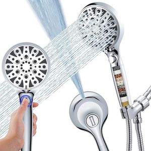 Tamefox Filtered Shower Head with Handheld, 8-Mode Spray Setting 2-Power Jet Mode Showerhead w/Pause Switch, 15 Stage Water Softener Filters for Hard Water Remove Chlorine