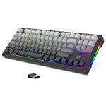 LexonElec x ATTACK SHARK M87 75% Wireless Gaming Keyboard, BT5/2.4G/Wired, 27 RGB Chroma Backlit, TKL Gasket Mechanical Keyboard with Hot-swap Linear Switch, Side Print Gradient PBT Keycap-Black/Grey