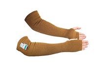 KEZZLED Kevlar Cut Heat Scratch Resistant Protective Arm Sleeves with Thumb Holes, Desert Tan, 18 inchs