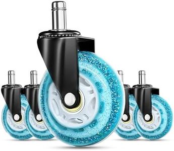 RidRed Gaming Chair Wheels - Heavy-Duty Office Chair Wheels - Replacement Rubber Casters- Universal Fit 3 Inch Chair Casters, Noise Free, Fits 98% Chair, for All Floor (Blue)