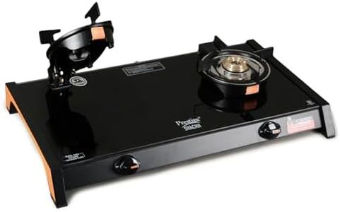 Prestige Svachh Glass Top Gas Stove with 2 Liftable Brass Burners for easy cleaning(GTSB-02)|Sturdy pan support|2 years warranty|5 years warranty on glass