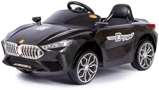 FUN OASIS Rechargeable Battery Operated Ride-On Toy Car with Seat Belt, LED Lights, Music Modes, Swing Function, Dual Control (Manual & Remote) - for Kids 2 to 5 Years - Black