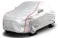 PROTEGO All Weather Protection Car Cover for Maruti S-Cross | Anti Dust, 100% Waterproof, Durable- Triple Stitched Elastic Grip with Mirror & Antenna Pocket |(Metallic Silver with Red Piping)