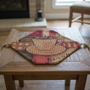 DaDa Bedding Hand-Crafted Smell of Coffee Woven Table Runner, 13 by 17-Inch, Brown, Handcrafted