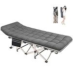 Rocomoco Folding Camping Cot, Folding Outdoor Travel Camp Cots and Cot Pad for Camping Adults Heavy Duty Sleeping Cots with Carry Bag Holds 330Lbs Portable Camping Bed for Home, Office Nap Beach