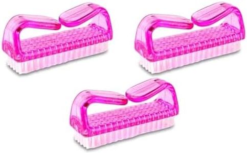 3Pcs Different Kinds of Fingernail brush with Plastic Handle Nail brush for cleaning Fingernails - Easy to use Nail Scrub brush - Nail Cleaner Nail brushes for Hands Feet(pink)