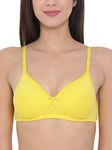 Clovia Women's Cotton Rich Solid Padded Demi Cup Wire Free Push-Up Bra (BR1643P02_Light Yellow_34B)