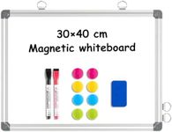 DOLLAR BOSS Magnetic Whiteboard Double-Sided 30 X 40 cm Dry Erase White Board for Walls with Pen Tray, Aluminium Trim and Dry-Wipe Writing Surface for School, Home and Office