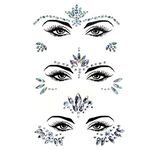 luoshaPUCY Face Gems Glitter, 3 Pcs Face Glitter Festival Face Stickers Set, Crystal Face Glitter Rhinestone Eyes Body Temporary Tattoo Face for Women Girls Festival Party