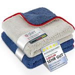 Glart 472PP set of 2 microfibre cloths, for paint polish, panes, cockpit, polishing & drying for car, motorcycle, microfibre polishing cloth varnish, 40x40 cm, Navy/Silver