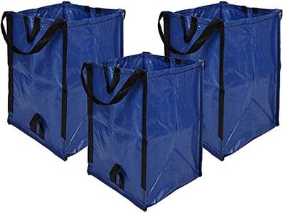 DuraSack Heavy Duty Home & Yard Bags (3-Pack) - Blue 48 Gallon Woven Polypropylene Free Standing Reusable Lawn and Leaf Bags with Reinforced Carry Handles