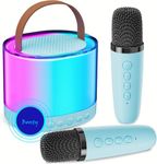 Kinglucky Karaoke Mic with Speaker for Kids Machine with Wireless Microphones Include Night Light Karaoke Birthday Christmas Gift for 3-14 Years Old Girls Boys Voice Changer (Double mic)(Multicolor)