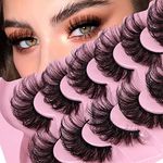 JIMIRE Mink Lashes Fluffy 6D Dramatic Strip D Curl False Eyelashes 20MM Long Mink Lashes Bulk Full Volume False Eyelashes 7 Pairs Pack Look Like Extensions