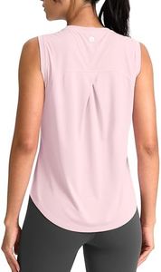 SANTINY Women's Sleeveless Workout Tops Breathable Lightweight Active Tennis Yoga Shirts Athletic Running Tank Tops for Women (Pink_XL)