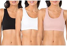 Fruit of the Loom Women's Built-Up Sports Bra, Blushing Rose/Black/White-3 Pack