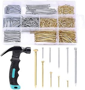 Keadic 1000 Pcs Hardware Nail Assortment Kit & 8oz Claw Hammer, Heavy Duty Framing Hammer and 8 Sizes Galvanized Nails Set for Hanging Pictures, Finish Nails, Wall Mounting