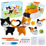 Crochet Kit for Beginners with Step-by-Step Video Tutorials, Animal Crochet Kit for Adults Kids, Crochet Knitting Kits Cat Crochet Set Complete Crochet Animal Kit Birthday Surprise Gift for Love