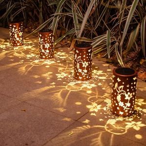 4 Packs Solar Lanterns Outdoor Hanging Lantern Lights, 4 Hummingbird Hollowed-Out Metal Decor Lantern, Waterproof LED Decorative Garden Light Gifts