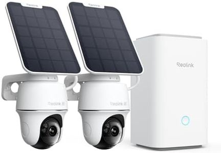 Reolink 4K PT Solar Überwachungskamera Aussen Set Outdoor Akku mit Home Hub, 360° Schwenkbare, Farbnachtsicht, Lokaler Speicher, Ohne ABO-Gebühren, Argus PT Ultra 2-Kamera-Set, mit Solarpanel