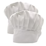 YWY Chef Hat,Cooking Chef Cap,Baker Hats with Adjustable Elastic Band for Men,Women,Kids,Child,Adult White 2 Packs