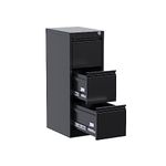 SUPEER Metal Vertical File Storage Cabinet with Lock, 3 Drawer File Cabinet, Office Home Steel File Cabinet for A4 Letter/Legal Size,Assembly Required (Black)