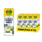 Tropical Sun 100% Delicious Coconut Water for Instant Refreshment – 520 millilitres (Pack of 12) – Free from Artificial additives